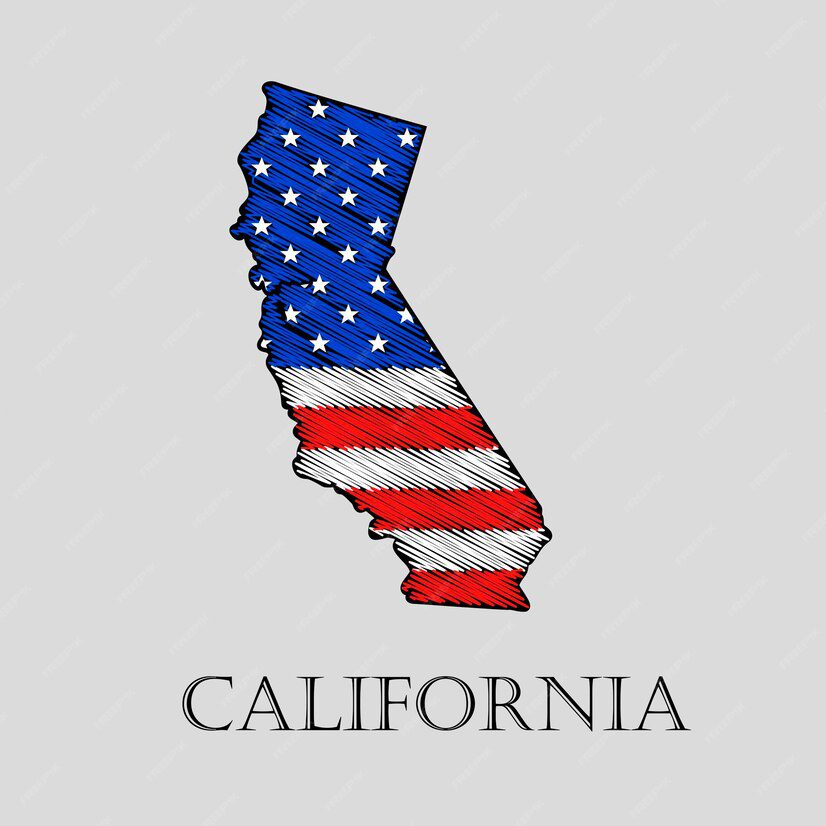 CA state with US flag